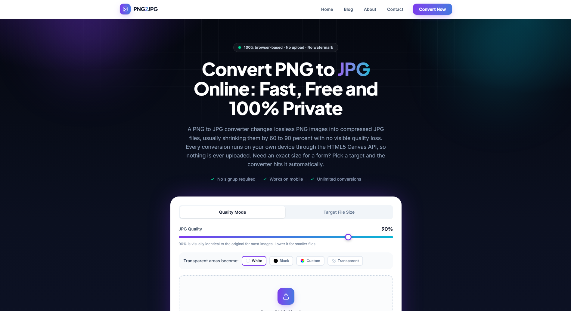 The PNG to JPG — custom PHP image converter & SEO