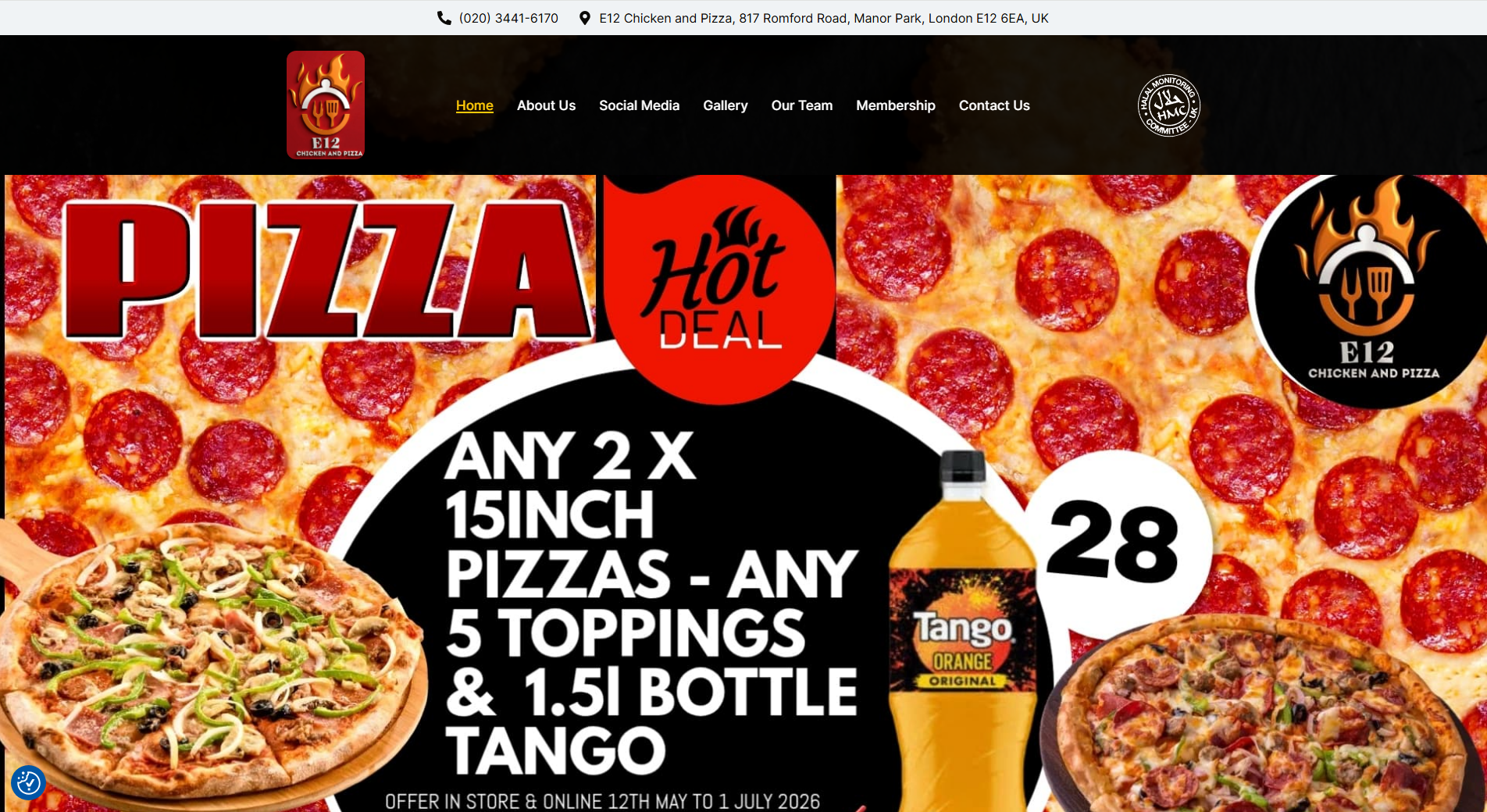 E12 Chicken and Pizza — WordPress build, SEO & PPC
